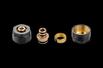 shumee Valx Komplet montažnih konektorjev za PEX cevi 3/4″x16 mm mat črne barve, 2 kosa.