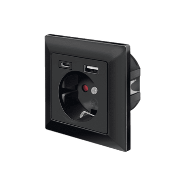 shumee LogiLink črna vgradna električna vtičnica USB-C USB-A 14W 5V