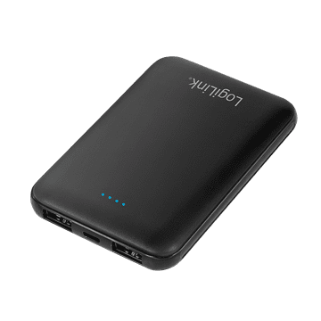 shumee LogiLink 5000 mAh prenosna baterija 2xUSB-A ultra tanek črn LED polnilnik za mobilne telefone