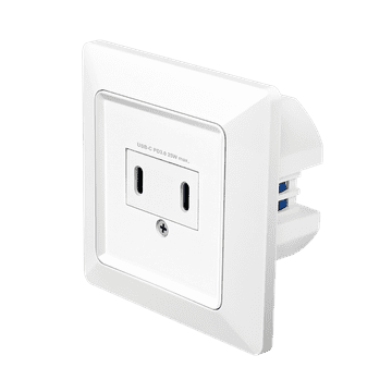 shumee 230V električna vtičnica 2x USB-C vgradna PD 25W hitro polnjenje LogiLink bela