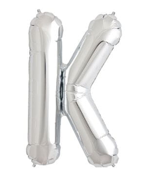 shumee Folija balon s črko k, 40 cm, srebrn, dekoracija za rojstni dan