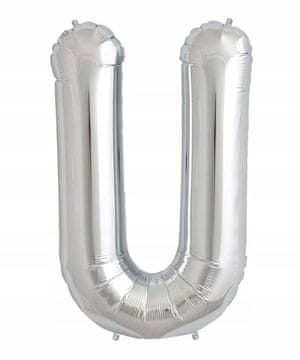 shumee Balon s črko U, srebrn, 40 cm, folija, za rojstnodnevno poročno zabavo
