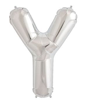 shumee Srebrn folijski balon v obliki črke Y 40 cm Srebrna črka