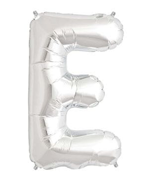 shumee Srebrn balon v obliki črke 70 CM srebrna črka E
