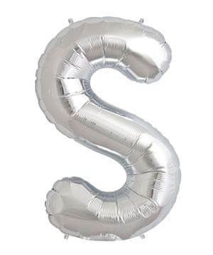shumee Folija balon črka S 40 cm srebrna dekoracija za rojstni dan