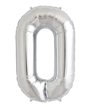 shumee Folija balon številka 0 nič 70 cm srebrn velika številka rojstnodnevna dekoracija