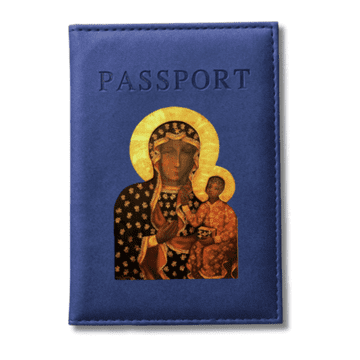 shumee Etui za potni list s podobo Gospe Čenstohovske - moder