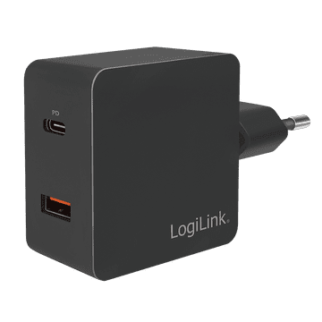shumee Potovalni adapter LogiLink USB 1xUSB-C PD + 1xUSB-A QC 18W hitro polnjenje