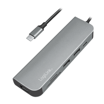 shumee Hub USB-C 3.0 6v1 LogiLink HDMI 4K/30Hz PD Bralnik SD kartic microSD 60W 4K