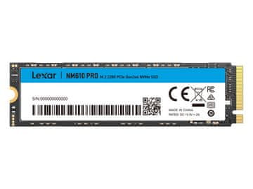 Lexar SSD 1TB M.2 80mm PCI-e 3.0 x4 NVMe, 3D TLC, Lexar NM610 PRO (LNM610P001T-RNNNG)