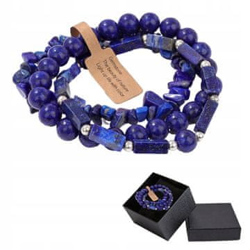 shumee Komplet 3 moških zapestnic 5-8 mm kamen lapis lazuli modri lazurit