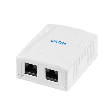 shumee RJ45 LAN Cat.6A vtičnica 2x RJ45 nadometna LogiLink PoE+ 10GbE UTP internetna škatla dvojna bela