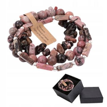 shumee Komplet 3 moških zapestnic 5-8 mm naravni kamen rodonit