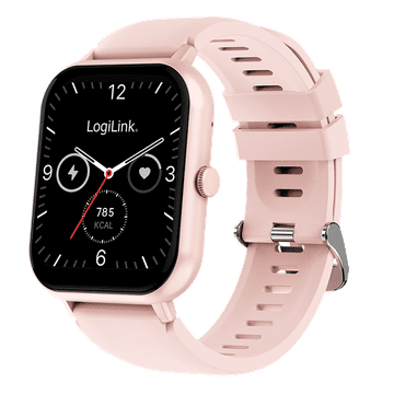 shumee Pametna ura LogiLink Edge 46 mm HD LCD BT 5.4 IP68 za ženske, klici v sili, športna