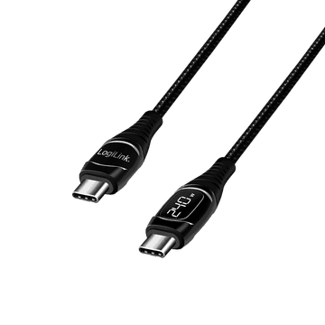 shumee USB-C kabel za hitro polnjenje 240 W 1 m LogiLink PD 3.1 OLED E-Mark črne barve