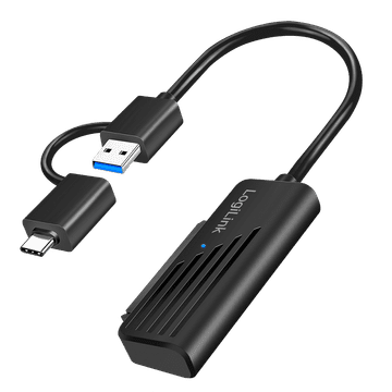shumee Adapter SATA na USB-C/USB-A 2 v 1 LogiLink 2,5” SSD trdi disk 5 Gb/s USB 3.2 Gen1 črne barve Plug & Play
