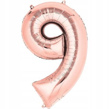 shumee Rojstnodnevna dekoracija iz folije, rožnato zlata, številka 9, 70 cm