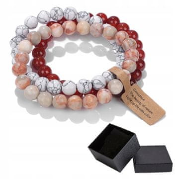 shumee Komplet 3 zapestnic 8 mm kamen Beli howlit Jasper Picasso Agate Kava