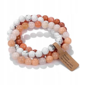 shumee Komplet 3 zapestnic 8 mm naravni kamen beli howlit roza aventurin