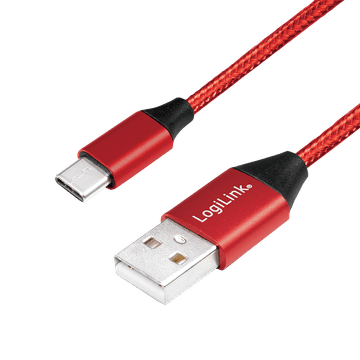 shumee Kabel USB 2.0 tipa C, C/M na USB-A/M, tkanina, rdeča, 1 m