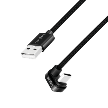 shumee Kabel USB 2.0 tipa C (180°) na USB-A, 1 m, aluminijast, črne barve, LogiLink CU0192