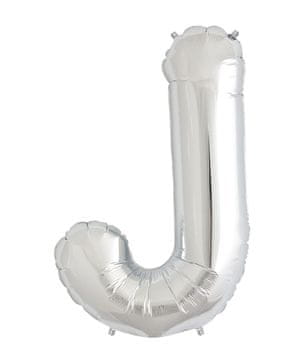 shumee Folija balon s črko J, 40 cm, srebrn, dekoracija za rojstni dan