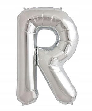 shumee Balon s črko R, folija, srebrn, 40 cm, za rojstnodnevno zabavo in poroko.