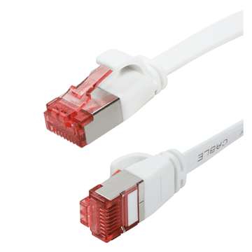 shumee Omrežni kabel LAN RJ45 SlimLine Cat.6A U/FTP, raven, bel, 0,5 m, patchcord