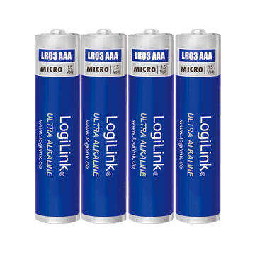 shumee Alkalne baterije AAA 1,5 V Ultra Power 4 kosi, dolgotrajno napajanje LogiLink