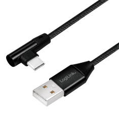 shumee Kabel USB 2.0 tipa C (90°) na USB-A, 0,3 m, črne barve, s tkanino - LogiLink CU0137