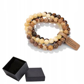 shumee Komplet 3 zapestnic 8 mm naravni kamen ahat slika topaz tigrovo oko