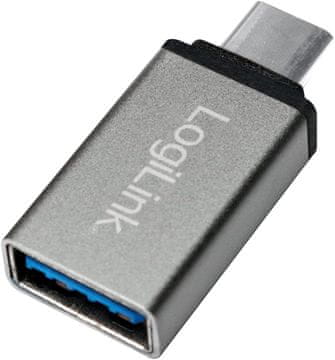 shumee Logilink AU0042 USB 3.2 Gen1 Type-C (M) na USB-A (F) OTG adapter, srebrne barve