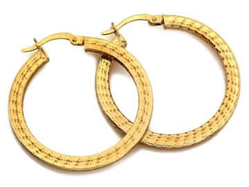 shumee Moderni obročki iz zlata 585 z okrašeno površino 33 mm 14k