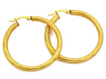 shumee Zlati uhani 585 z zasukanimi obročki 37 mm z angleškim okrasjem kot darilo