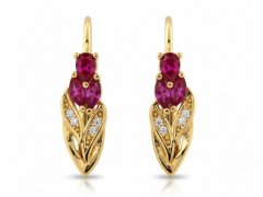 shumee Zlati uhani 585 v obliki tulipana 14K za elegantno darilo