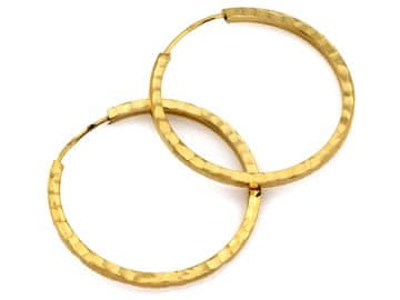 shumee Klasični uhani iz zlata 585, nežni obročki z rezkanjem, 27 mm, 14k antracit
