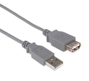 PremiumCord USB 2.0 A-A M/F podaljšek 1 m, siv