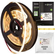 Eco light Energijsko varčen trak LED 9W/m 1080lm/m, nevtralno bel, narezan na 2,5 cm - rolica 5m/8mm