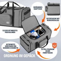 Northix Potovalna torba 90L antracit - velika, trpežna, z več žepi