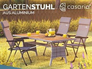 Northix Komplet 4 vrtnih stolov, siva barva, zložljiv aluminij