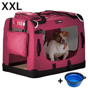 Northix Prenosnik za pse XXL, temno rdeč, 90x60x66cm, zložljiv