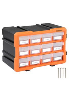 Northix Organizator za majhne dele, 12 predalov, modularen in razširljiv