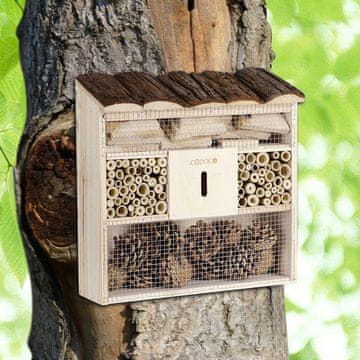 Northix Hotel za žuželke za čebele in mrčes, 30,5 x 9,5 x 31 cm, naravni materiali