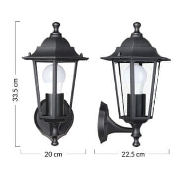 Northix Zunanja stenska svetilka, IP44, aluminij, vtičnica E27