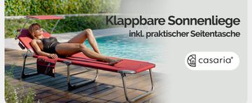 Northix Ležalnik z nastavljivo streho, rdeč aluminij, prenosen