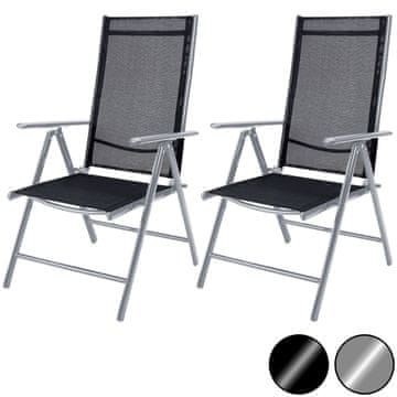 Northix Zložljivi vrtni stoli, 2-delni komplet, aluminij, srebrni
