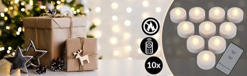 Northix LED čajne lučke z daljinskim upravljalnikom, toplo bela, komplet 10 kosov