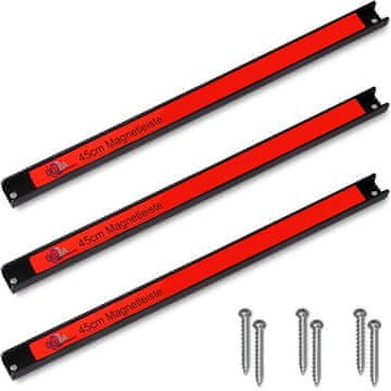 Northix Komplet magnetnih držal za orodje, 3-delni, 45 cm, nosilnost 23 kg