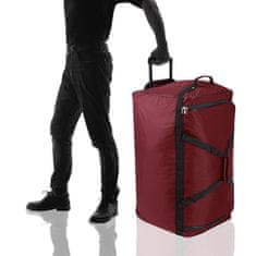 Northix Potovalna torba na kolesih 160L rdeča - teleskopski ročaj, 3 žepi