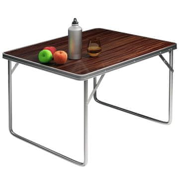 Northix Zložljiva aluminijasta kamping miza, 80x60 cm, videz lesa